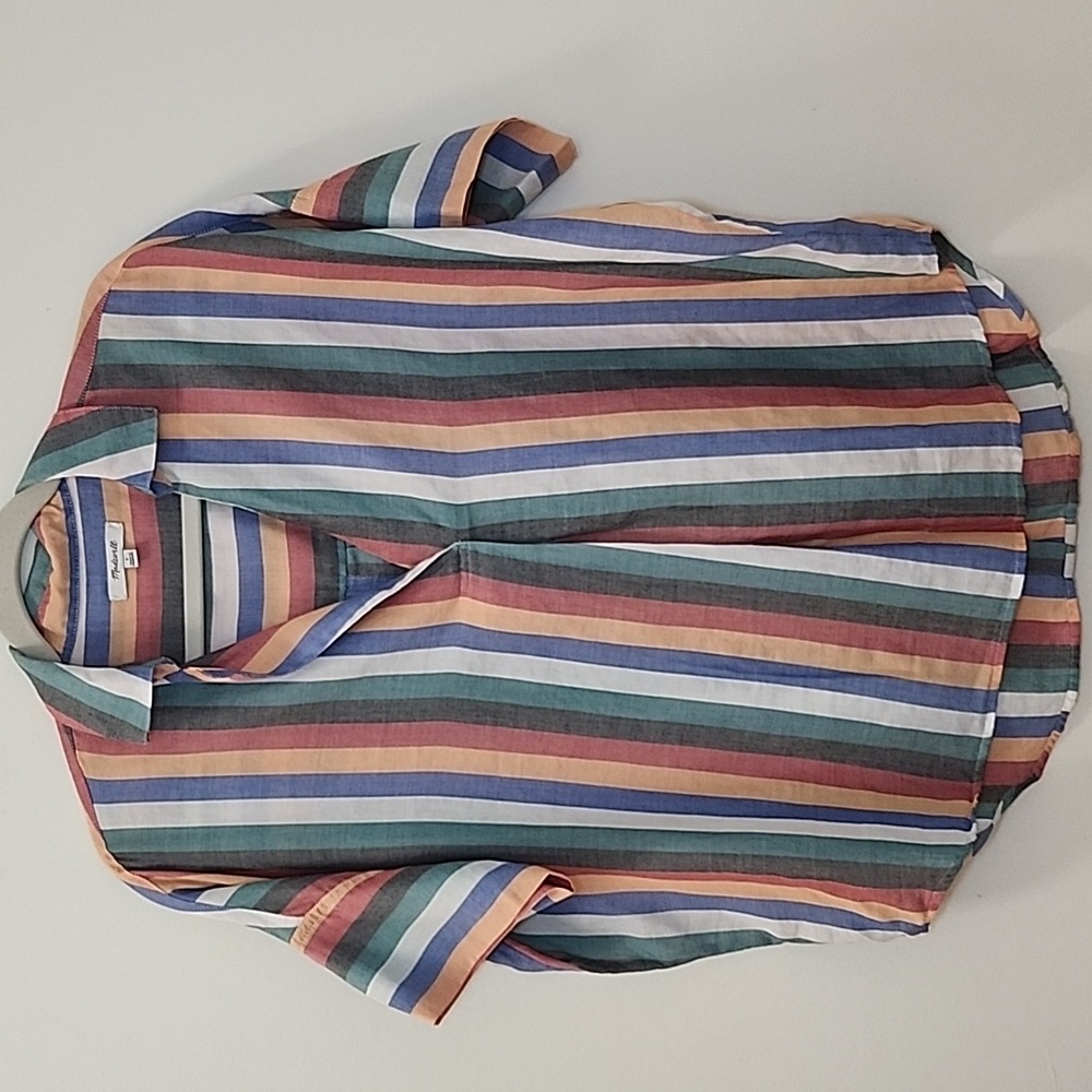 Madewell Preppy Courier Button-Back Shirt in Festival Stripe Size Small - Picture 5 of 16